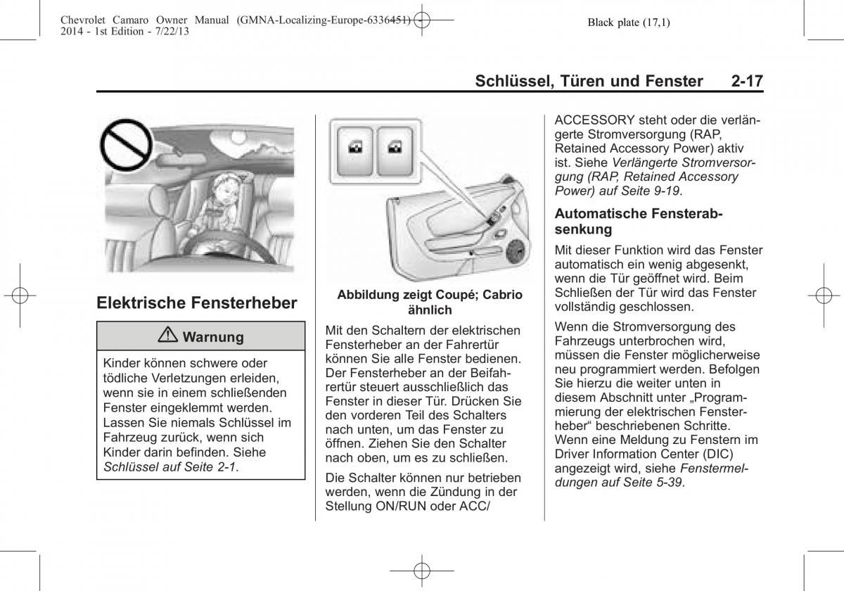 Chevrolet Camaro V 5 Handbuch / page 39