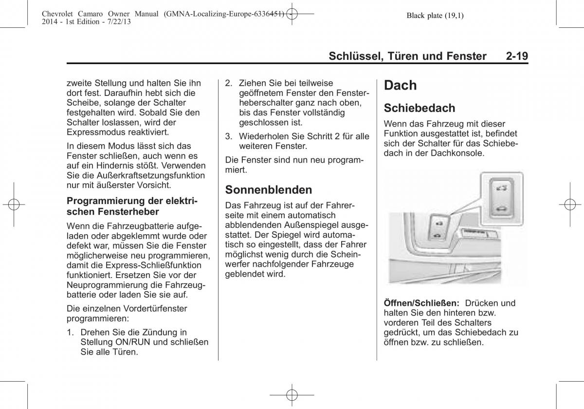 Chevrolet Camaro V 5 Handbuch / page 41