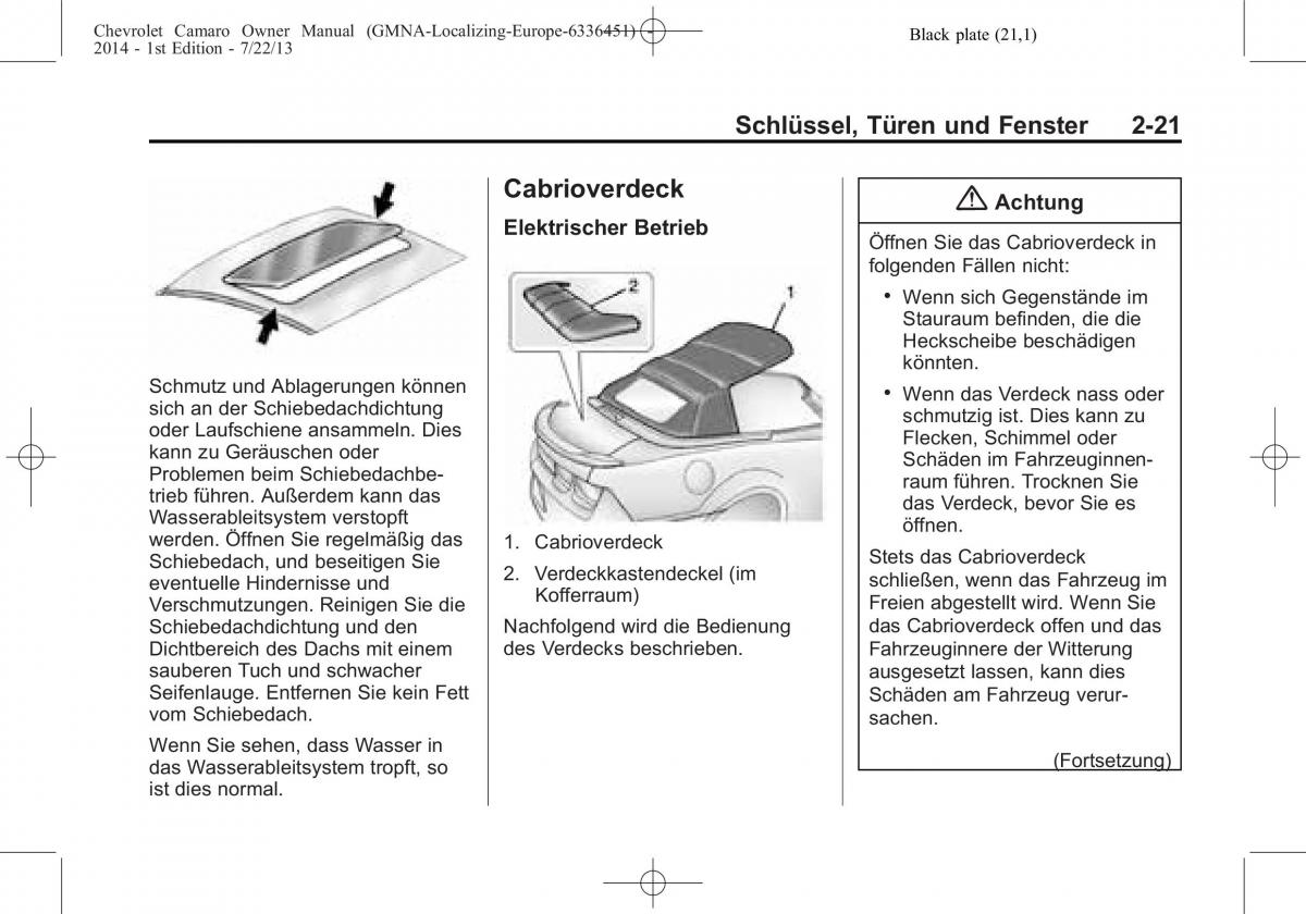 Chevrolet Camaro V 5 Handbuch / page 43