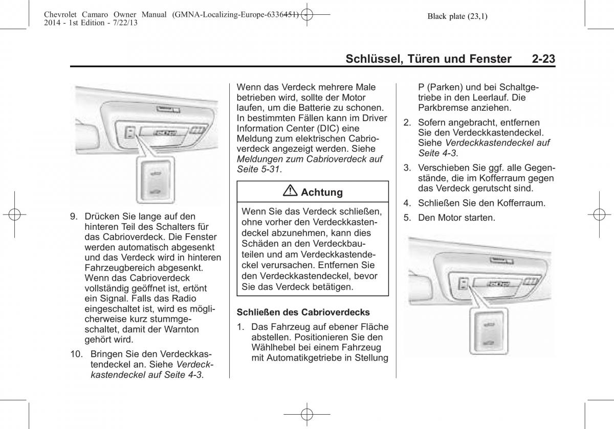 Chevrolet Camaro V 5 Handbuch / page 45