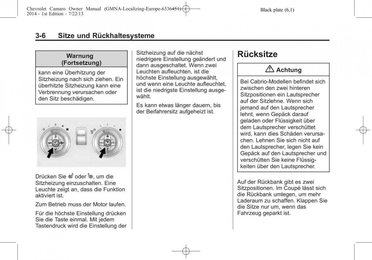 Chevrolet Camaro V 5 Handbuch / page 54