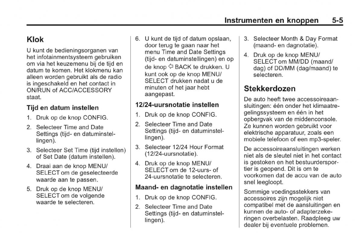 Chevrolet Camaro V 5 Bilens instruktionsbog / page 112