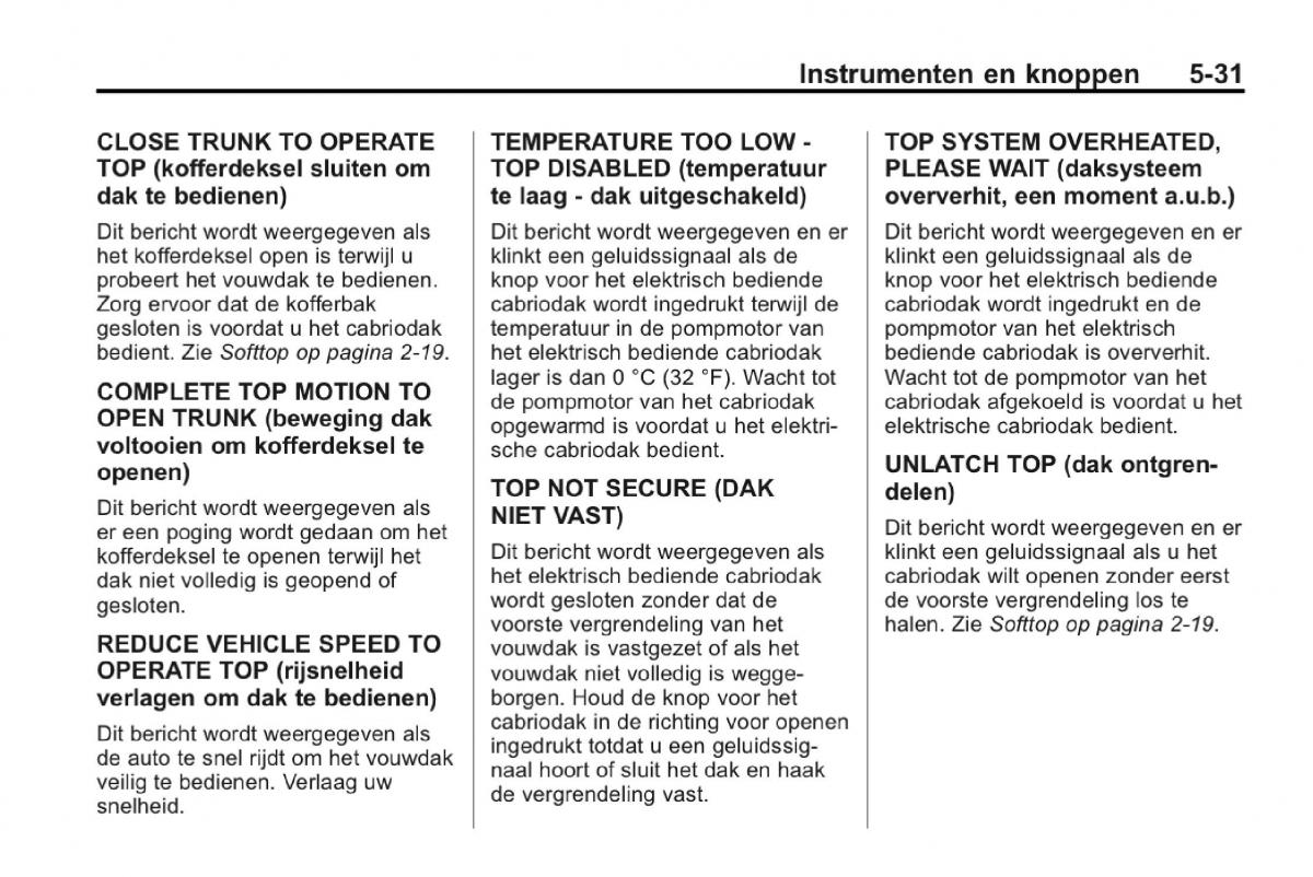 Chevrolet Camaro V 5 Bilens instruktionsbog / page 138