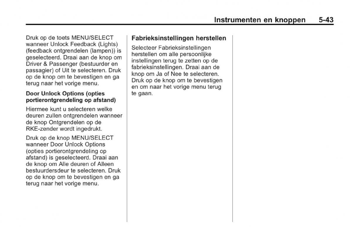 Chevrolet Camaro V 5 Bilens instruktionsbog / page 150