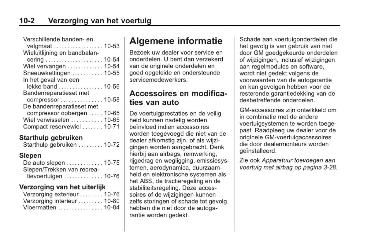 Chevrolet Camaro V 5 Bilens instruktionsbog / page 255