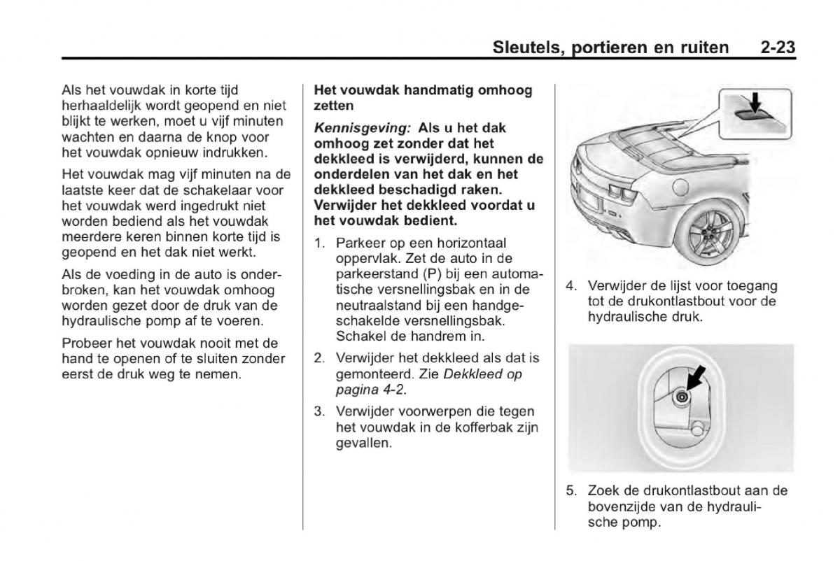 Chevrolet Camaro V 5 Bilens instruktionsbog / page 46