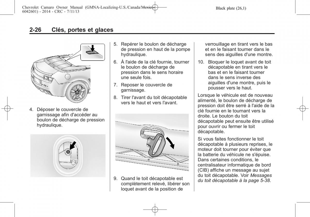 Chevrolet Camaro V 5 manuel du proprietaire / page 56