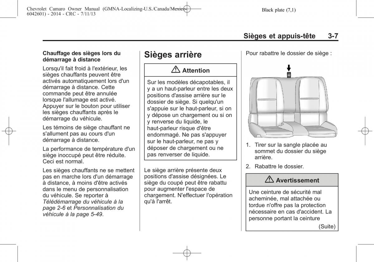 Chevrolet Camaro V 5 manuel du proprietaire / page 65