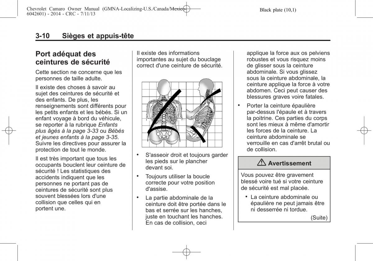 Chevrolet Camaro V 5 manuel du proprietaire / page 68