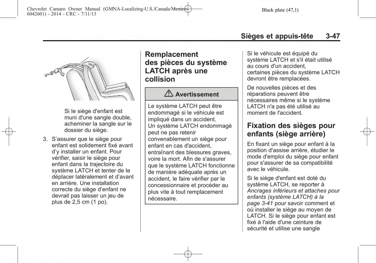 Chevrolet Camaro V 5 manuel du proprietaire / page 105