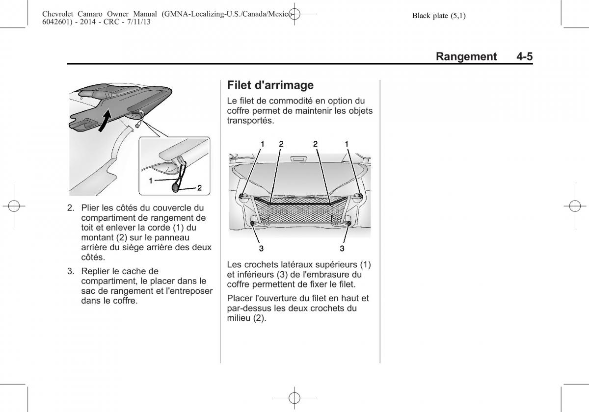 Chevrolet Camaro V 5 manuel du proprietaire / page 117