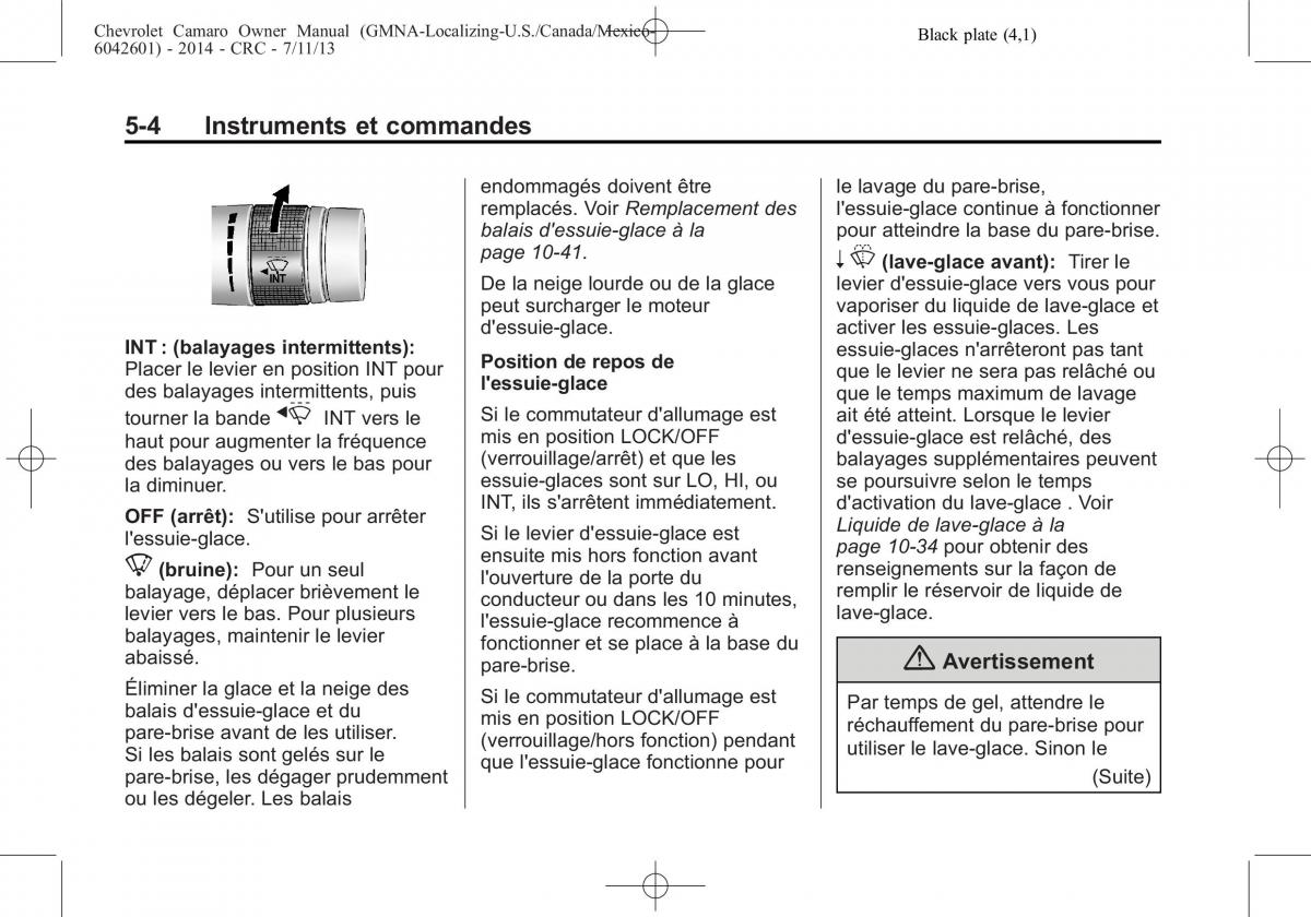 Chevrolet Camaro V 5 manuel du proprietaire / page 122