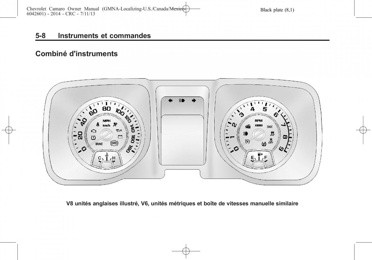 Chevrolet Camaro V 5 manuel du proprietaire / page 126