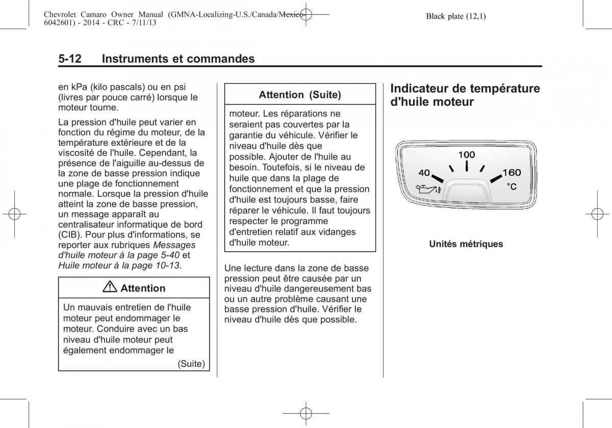 Chevrolet Camaro V 5 manuel du proprietaire / page 130