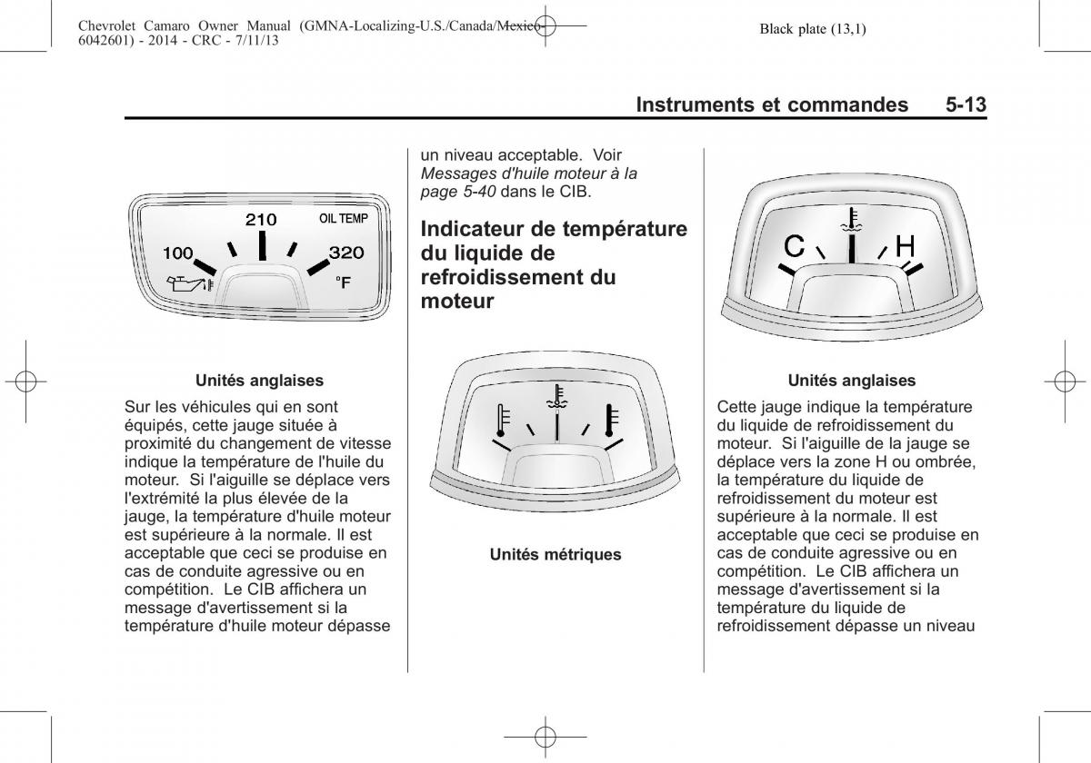 Chevrolet Camaro V 5 manuel du proprietaire / page 131