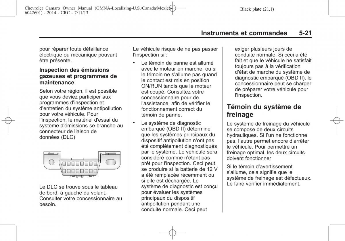 Chevrolet Camaro V 5 manuel du proprietaire / page 139