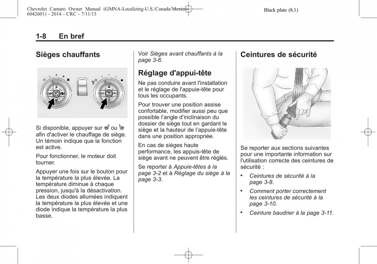 Chevrolet Camaro V 5 manuel du proprietaire / page 14