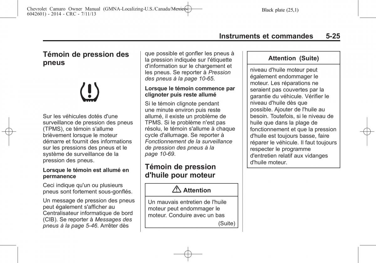 Chevrolet Camaro V 5 manuel du proprietaire / page 143