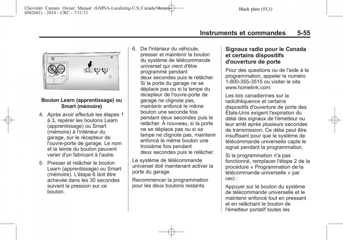 Chevrolet Camaro V 5 manuel du proprietaire / page 173