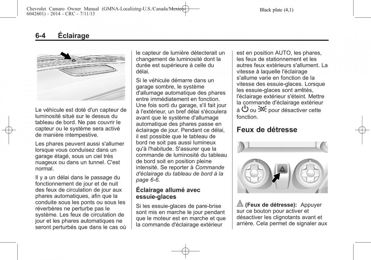 Chevrolet Camaro V 5 manuel du proprietaire / page 178