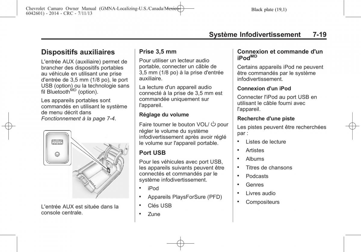 Chevrolet Camaro V 5 manuel du proprietaire / page 201