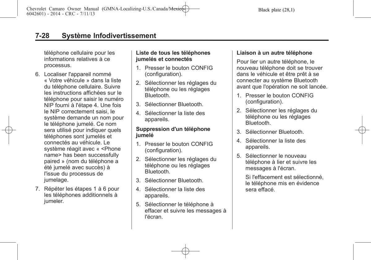 Chevrolet Camaro V 5 manuel du proprietaire / page 210