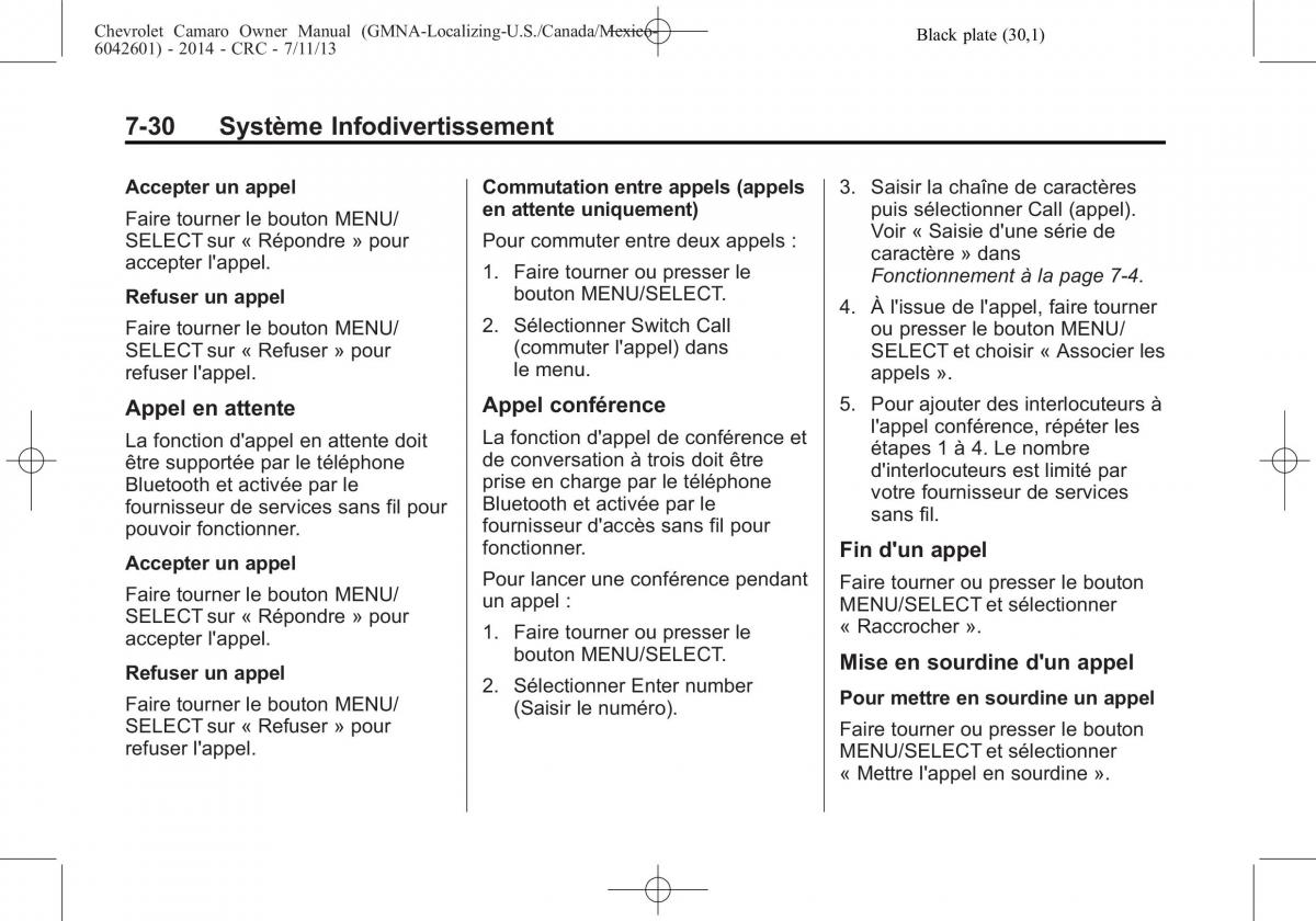 Chevrolet Camaro V 5 manuel du proprietaire / page 212