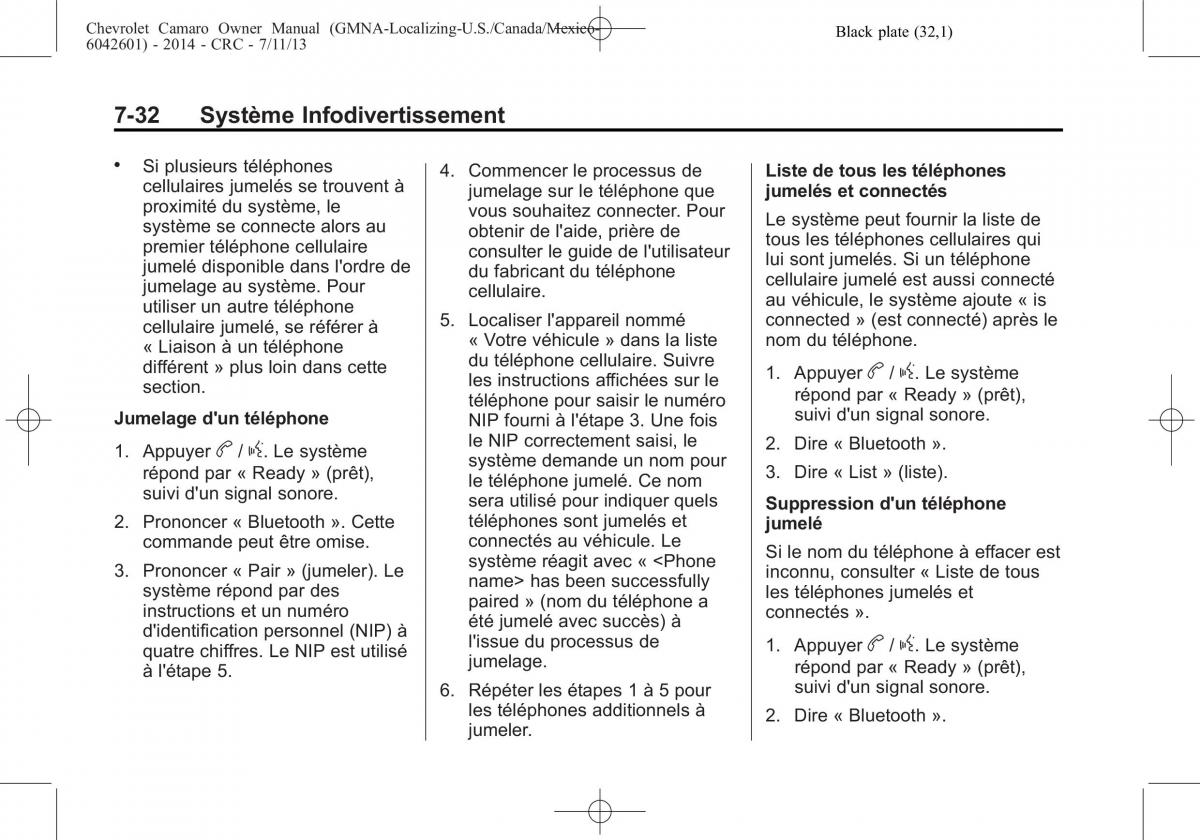 Chevrolet Camaro V 5 manuel du proprietaire / page 214