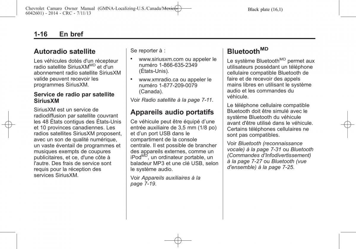 Chevrolet Camaro V 5 manuel du proprietaire / page 22