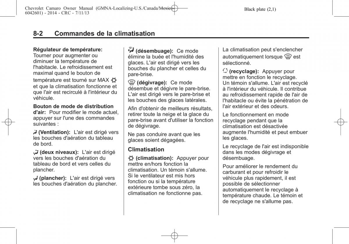 Chevrolet Camaro V 5 manuel du proprietaire / page 222