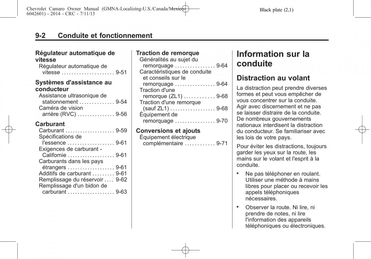 Chevrolet Camaro V 5 manuel du proprietaire / page 226