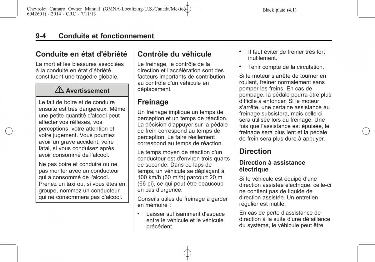 Chevrolet Camaro V 5 manuel du proprietaire / page 228