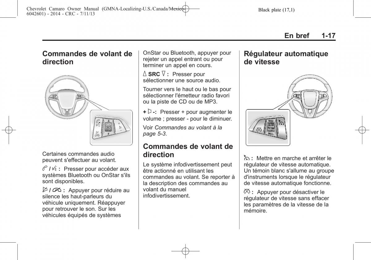 Chevrolet Camaro V 5 manuel du proprietaire / page 23