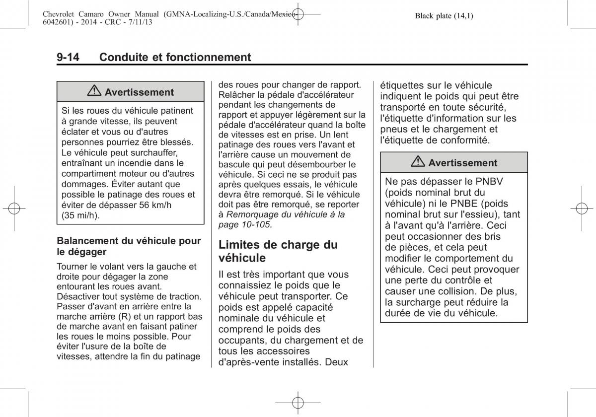 Chevrolet Camaro V 5 manuel du proprietaire / page 238