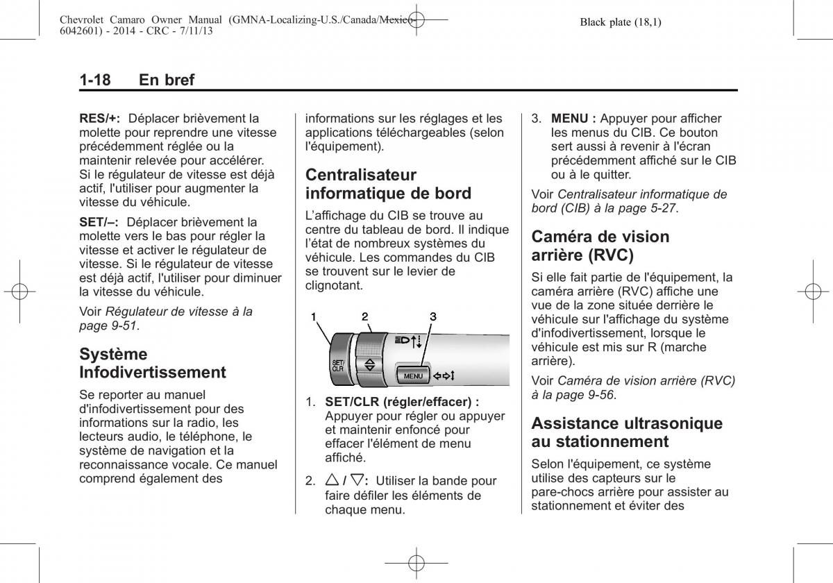 Chevrolet Camaro V 5 manuel du proprietaire / page 24