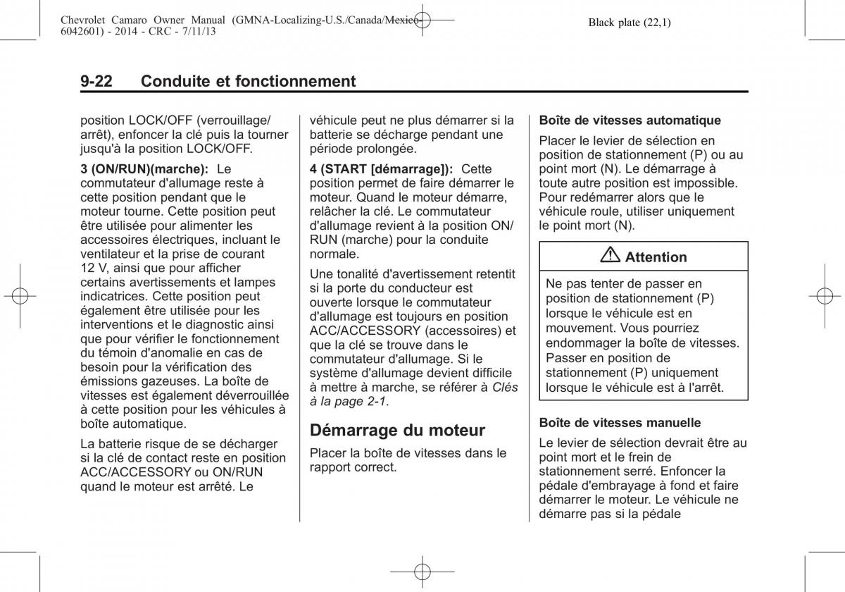 Chevrolet Camaro V 5 manuel du proprietaire / page 246