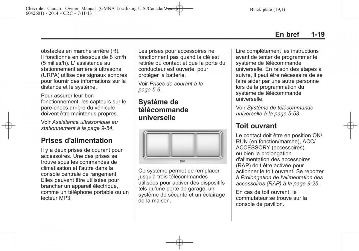 Chevrolet Camaro V 5 manuel du proprietaire / page 25