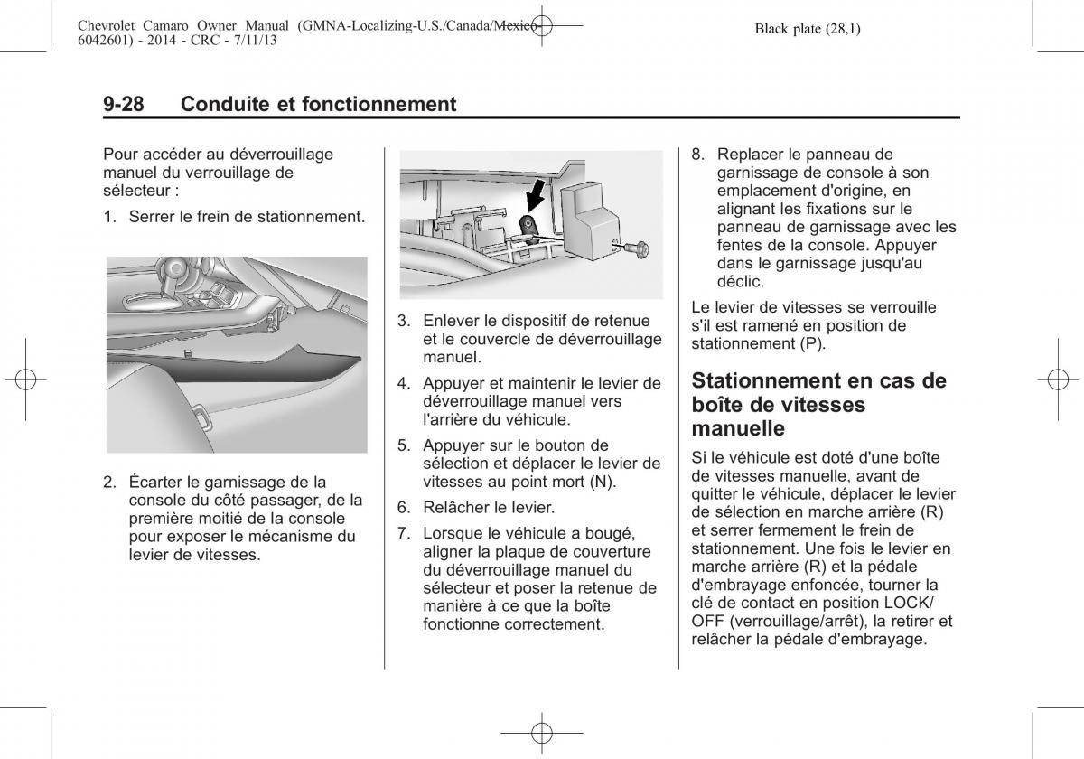 Chevrolet Camaro V 5 manuel du proprietaire / page 252