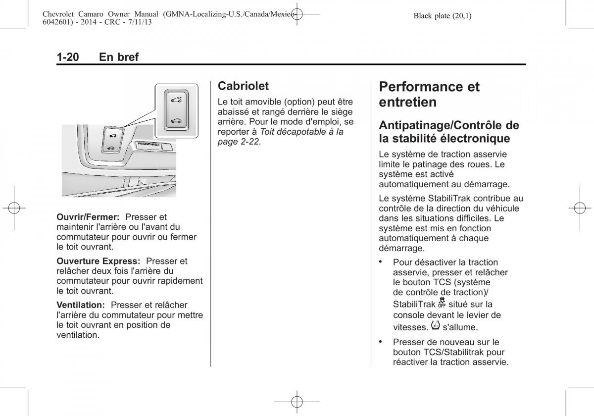 Chevrolet Camaro V 5 manuel du proprietaire / page 26