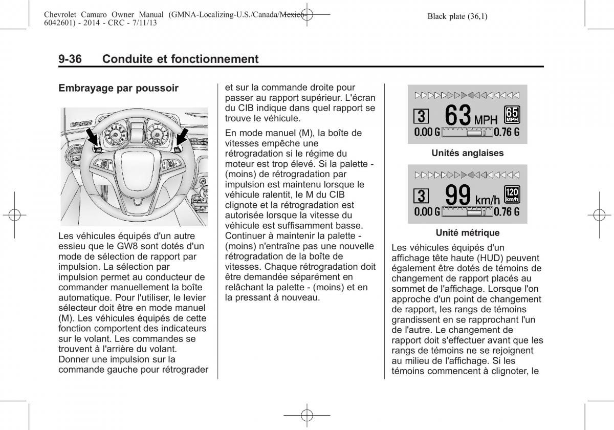 Chevrolet Camaro V 5 manuel du proprietaire / page 260