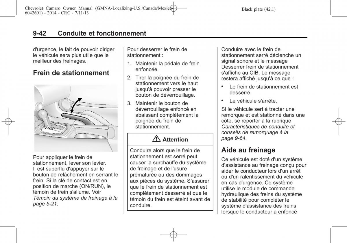 Chevrolet Camaro V 5 manuel du proprietaire / page 266