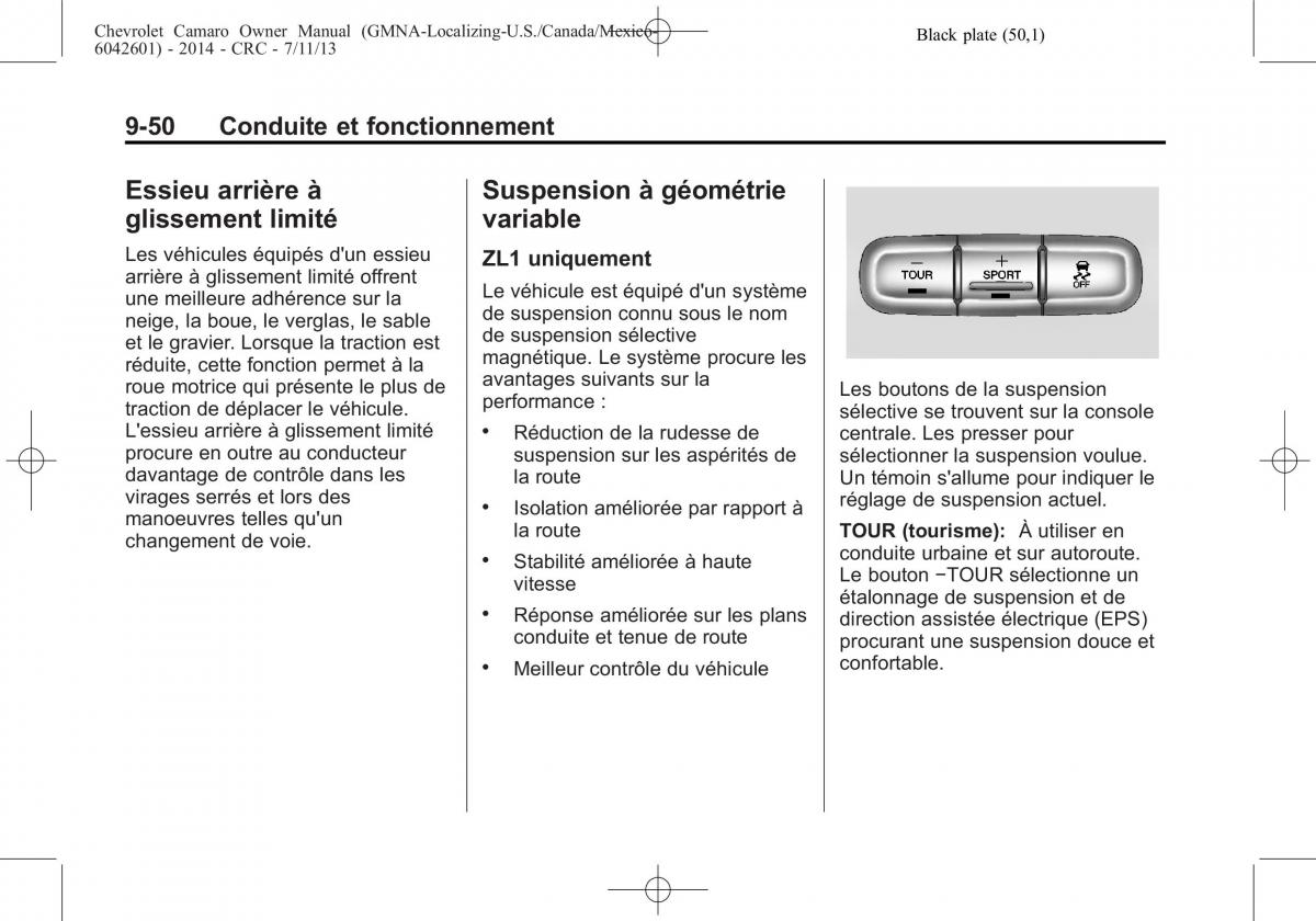 Chevrolet Camaro V 5 manuel du proprietaire / page 274