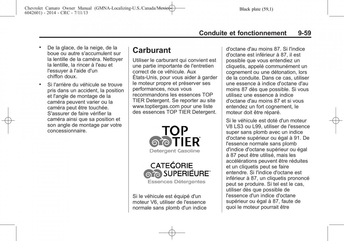 Chevrolet Camaro V 5 manuel du proprietaire / page 283