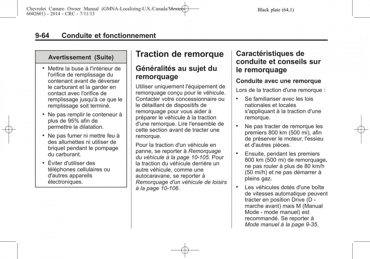 Chevrolet Camaro V 5 manuel du proprietaire / page 288