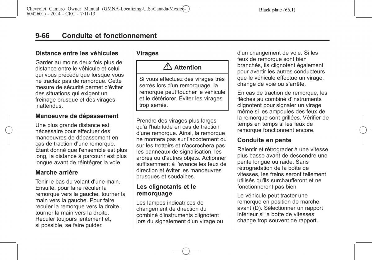 Chevrolet Camaro V 5 manuel du proprietaire / page 290