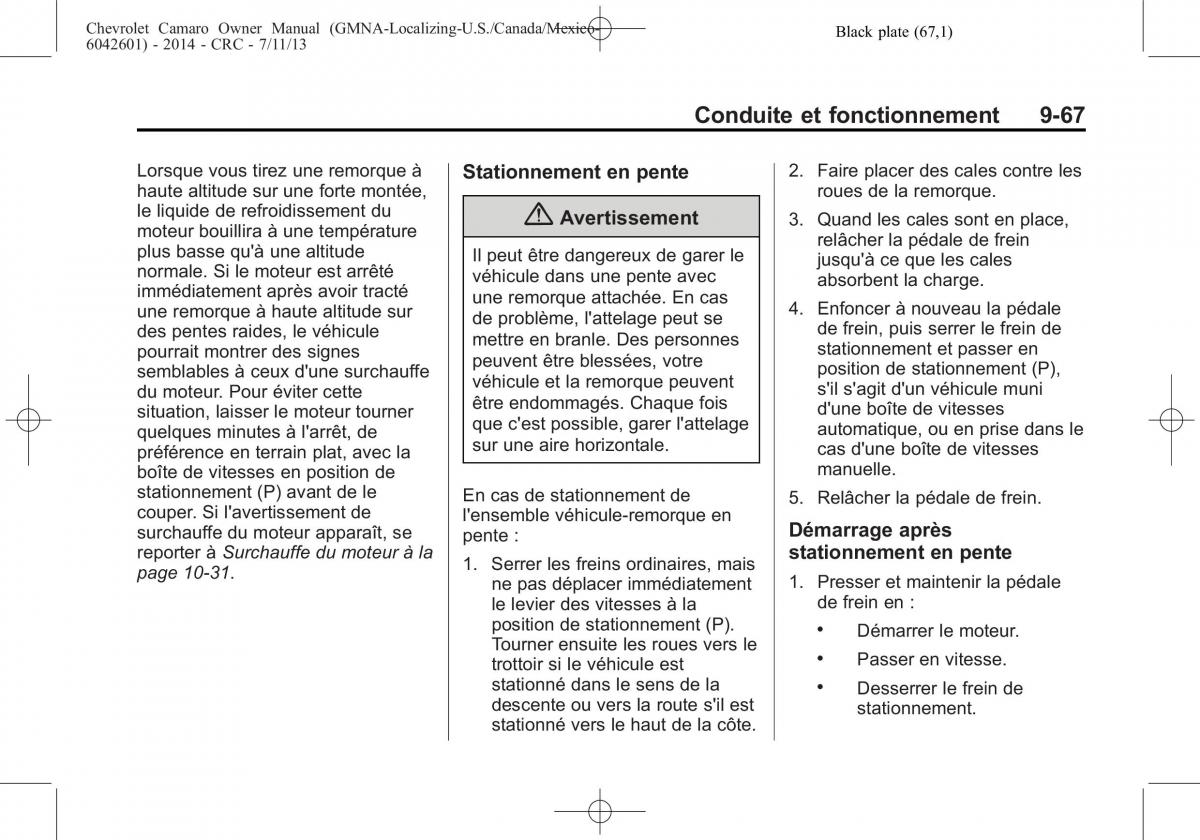 Chevrolet Camaro V 5 manuel du proprietaire / page 291