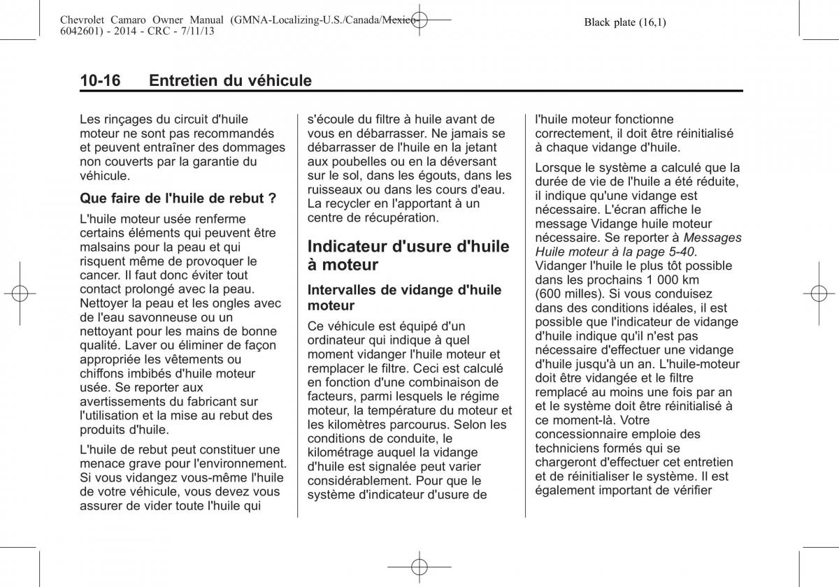 Chevrolet Camaro V 5 manuel du proprietaire / page 312