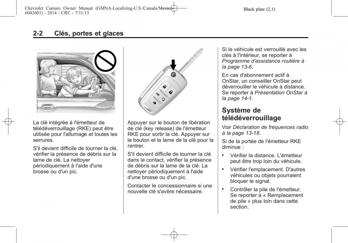 Chevrolet Camaro V 5 manuel du proprietaire / page 32