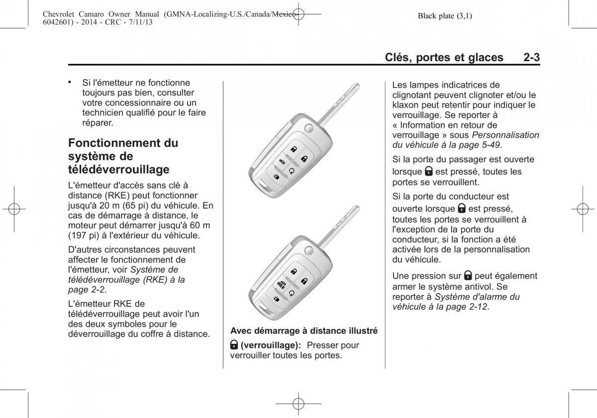 Chevrolet Camaro V 5 manuel du proprietaire / page 33