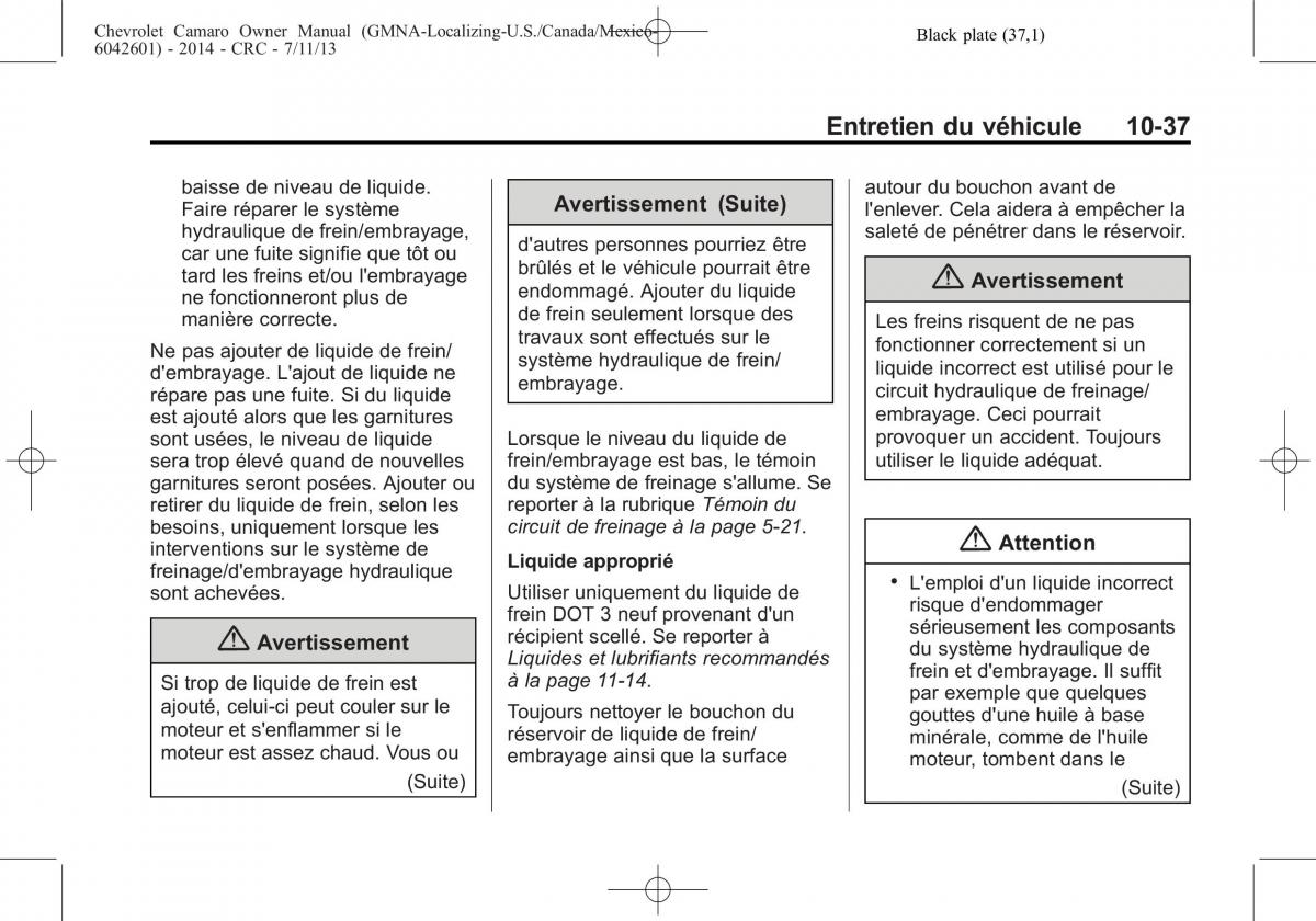 Chevrolet Camaro V 5 manuel du proprietaire / page 333